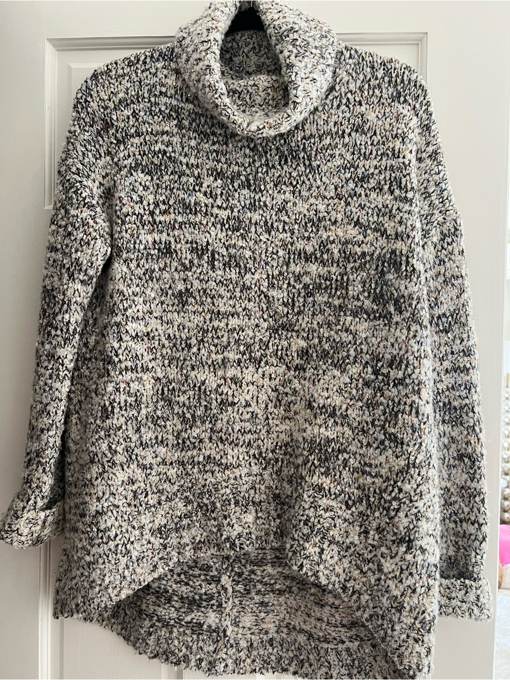 LOFT Marled Turtleneck Sweater - Ivory & Black